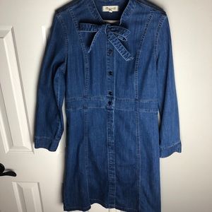 Denim Bow Knot Midi Dress